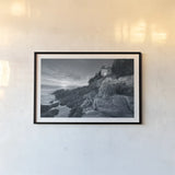 Bass Harbor Head Sunset by Alan Majchrowicz. shown as a paper print in a black flame. Available as a archival giclee rolled canvas, fine art paper, or poster print. SKU 33906i.