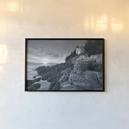 Bass Harbor Head Sunset no Border by Alan Majchrowicz. shown as a paper print in a black flame. Available as a archival giclee rolled canvas, fine art paper, or poster print. SKU 34040i.