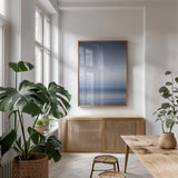 Bay of Fundy Fog by Alan Majchrowicz. shown as a print in a natural wood frame in a dining room. Available as a archival giclee rolled canvas, fine art paper, or poster print. SKU 47840h.