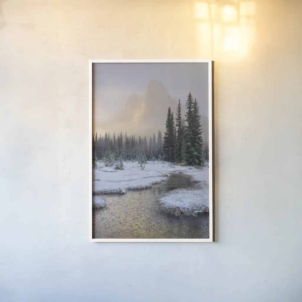 Bell Mountain North Cascades I by Alan Majchrowicz. shown as a paper print in a white frame. Available as a archival giclee rolled canvas, fine art paper, or poster print. SKU 67695h.
