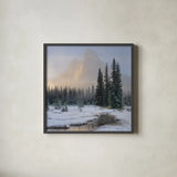 Bell Mountain North Cascades II by Alan Majchrowicz. Shown in a sleek black glass frame for a contemporary gallery look. Available as an archival giclee rolled canvas, fine art paper, or poster print. SKU 67696a.