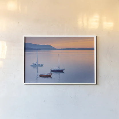 Bellingham Bay by Alan Majchrowicz. shown as a paper print in a white frame. Available as a archival giclee rolled canvas, fine art paper, or poster print. SKU 47841i.