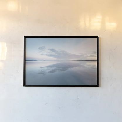 Bellingham Bay Clouds Reflection I by Alan Majchrowicz. shown as a paper print in a black flame. Available as a archival giclee rolled canvas, fine art paper, or poster print. SKU 61441i.