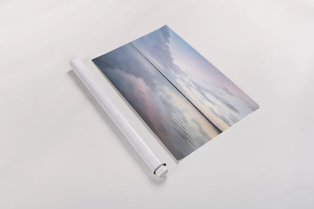 Bellingham Bay Clouds Reflection II by Alan Majchrowicz. shown as a rolled paper print. Available as archival giclee rolled canvas, fine art paper, or poster print. SKU 61442i.