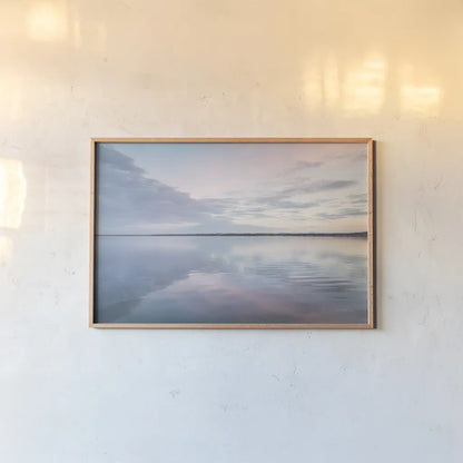 Bellingham Bay Clouds Reflection II by Alan Majchrowicz. shown as a paper print in a natural frame. Available as a archival giclee rolled canvas, fine art paper, or poster print. SKU 61442i.