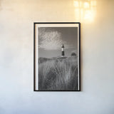 Big Sable Point Lighthouse I BW by Alan Majchrowicz. shown as a paper print in a black flame. Available as a archival giclee rolled canvas, fine art paper, or poster print. SKU 50034h.