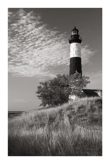 Big Sable Point Lighthouse II BW by Alan Majchrowicz. SKU 50035h. Archival Giclee Fine art print for wall decor.