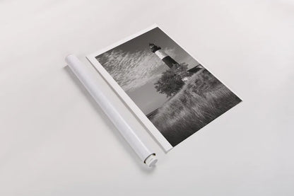Big Sable Point Lighthouse II BW by Alan Majchrowicz. shown as a rolled paper print. Available as archival giclee rolled canvas, fine art paper, or poster print. SKU 50035h.