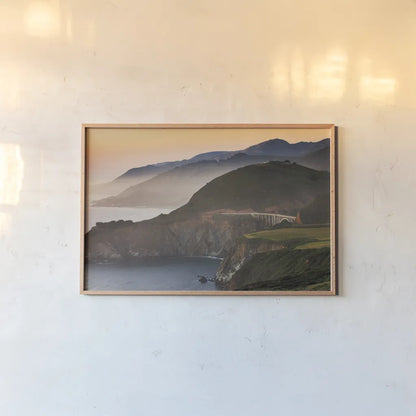 Big Sur I by Alan Majchrowicz. shown as a paper print in a natural frame. Available as a archival giclee rolled canvas, fine art paper, or poster print. SKU 46104i.