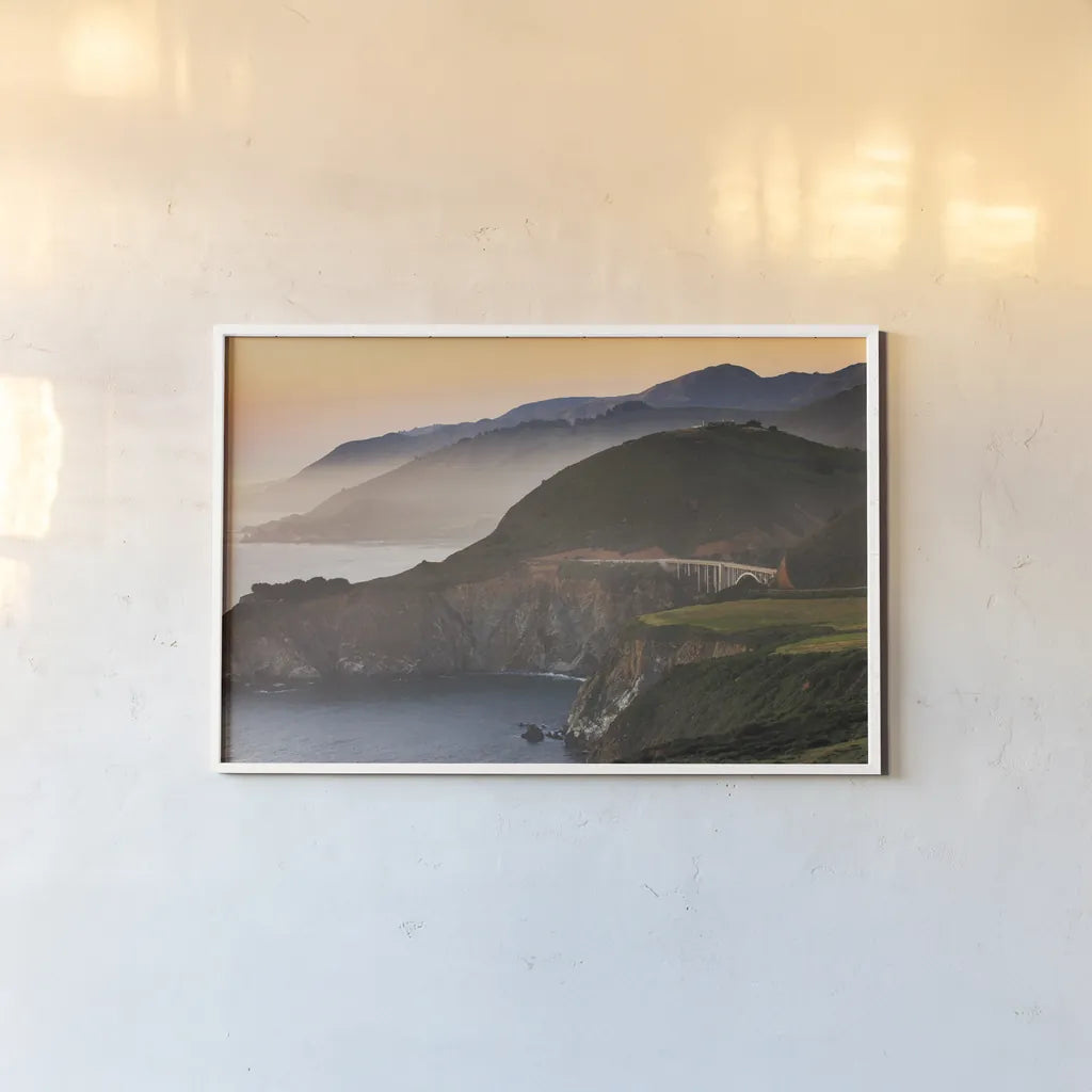 Big Sur I by Alan Majchrowicz. shown as a paper print in a white frame. Available as a archival giclee rolled canvas, fine art paper, or poster print. SKU 46104i.