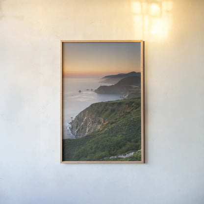 Big Sur II by Alan Majchrowicz. shown as a paper print in a natural frame. Available as a archival giclee rolled canvas, fine art paper, or poster print. SKU 46105h.