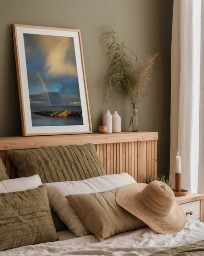 Blue Rocks by Alan Majchrowicz. shown as a paper print in a natural frame. Available as a archival giclee rolled canvas, fine art paper, or poster print. SKU 46106h.