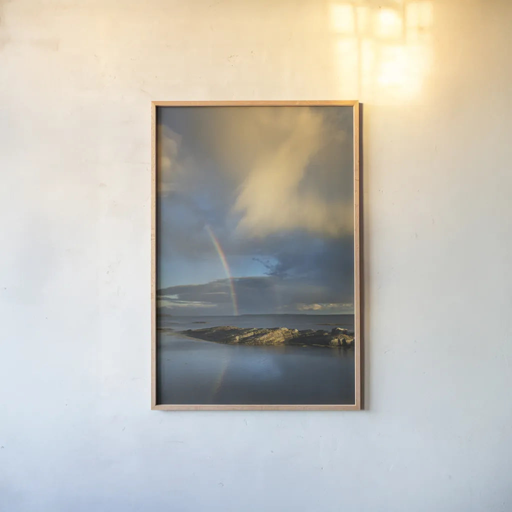 Blue Rocks by Alan Majchrowicz. shown as a paper print in a natural frame. Available as a archival giclee rolled canvas, fine art paper, or poster print. SKU 46106h.