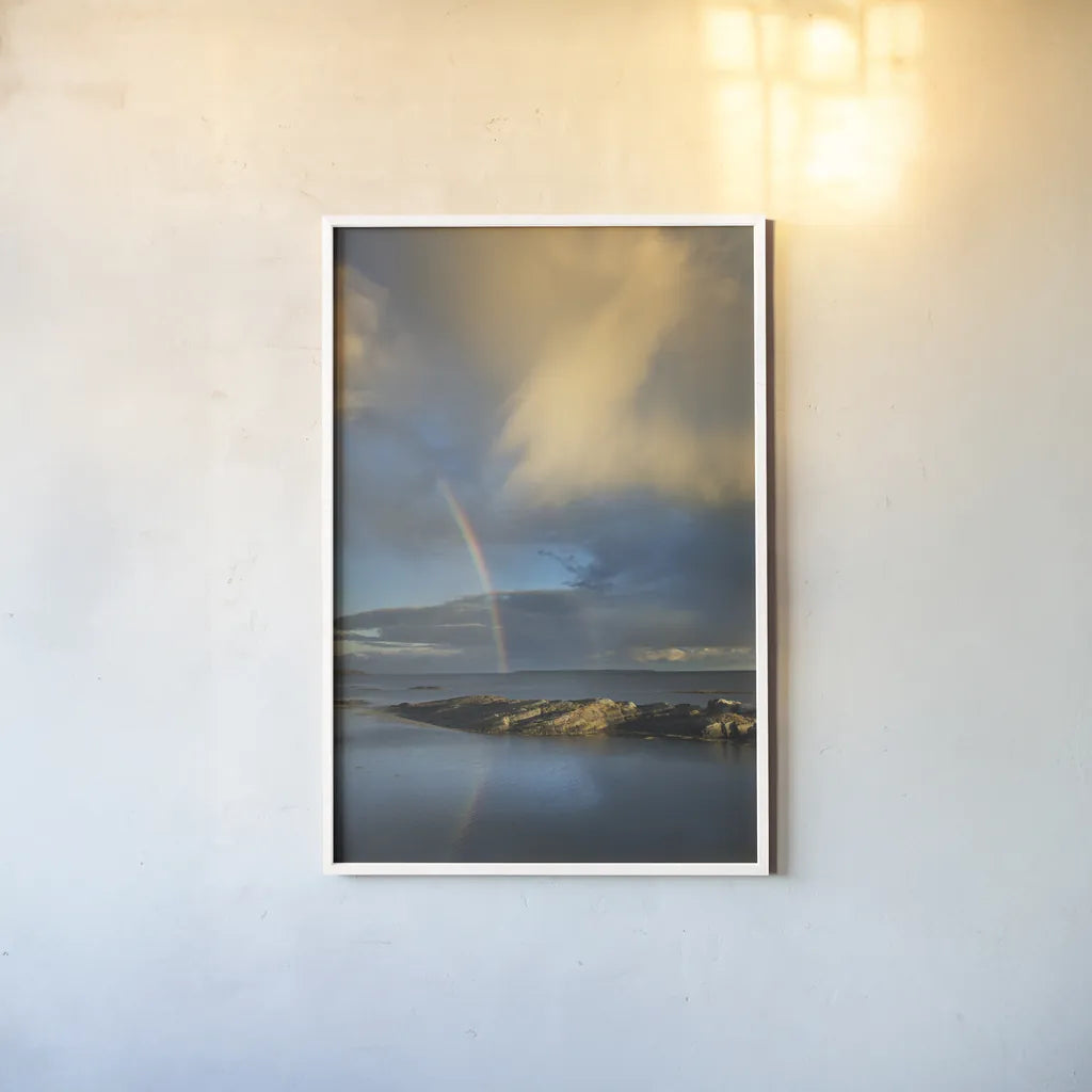 Blue Rocks by Alan Majchrowicz. shown as a paper print in a white frame. Available as a archival giclee rolled canvas, fine art paper, or poster print. SKU 46106h.