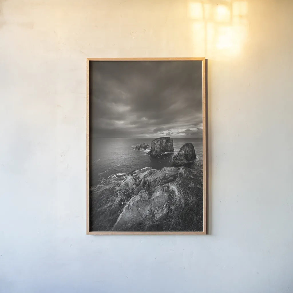 Bonavista Peninsula by Alan Majchrowicz. shown as a paper print in a natural frame. Available as a archival giclee rolled canvas, fine art paper, or poster print. SKU 88895h.