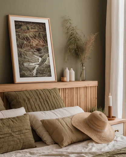 Borrego Badlands by Alan Majchrowicz. shown as a paper print in a natural frame. Available as a archival giclee rolled canvas, fine art paper, or poster print. SKU 86296h.