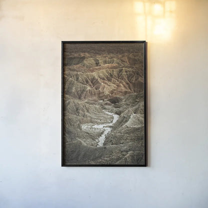 Borrego Badlands by Alan Majchrowicz. shown as a paper print in a black flame. Available as a archival giclee rolled canvas, fine art paper, or poster print. SKU 86296h.