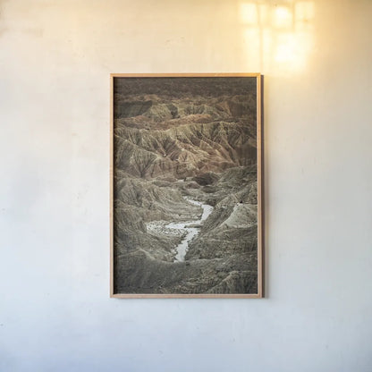 Borrego Badlands by Alan Majchrowicz. shown as a paper print in a natural frame. Available as a archival giclee rolled canvas, fine art paper, or poster print. SKU 86296h.