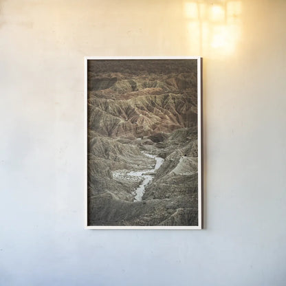 Borrego Badlands by Alan Majchrowicz. shown as a paper print in a white frame. Available as a archival giclee rolled canvas, fine art paper, or poster print. SKU 86296h.