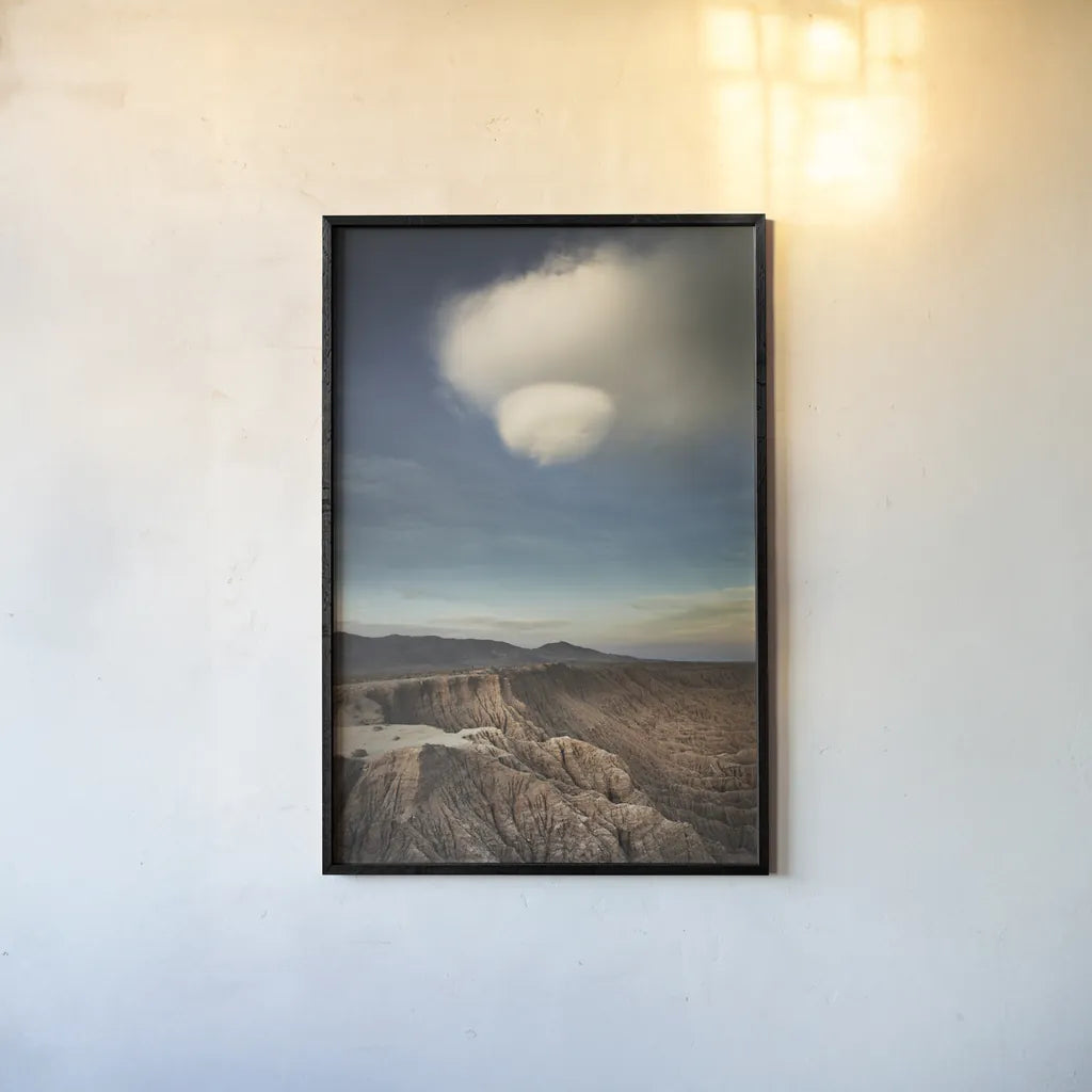 Borrego Clouds by Alan Majchrowicz. shown as a paper print in a black flame. Available as a archival giclee rolled canvas, fine art paper, or poster print. SKU 77218h.