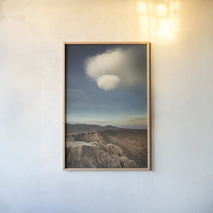 Borrego Clouds by Alan Majchrowicz. shown as a paper print in a natural frame. Available as a archival giclee rolled canvas, fine art paper, or poster print. SKU 77218h.