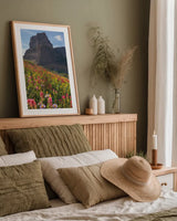 Boulder Pass Wildflowers by Alan Majchrowicz. shown as a paper print in a natural frame. Available as a archival giclee rolled canvas, fine art paper, or poster print. SKU 68095h.