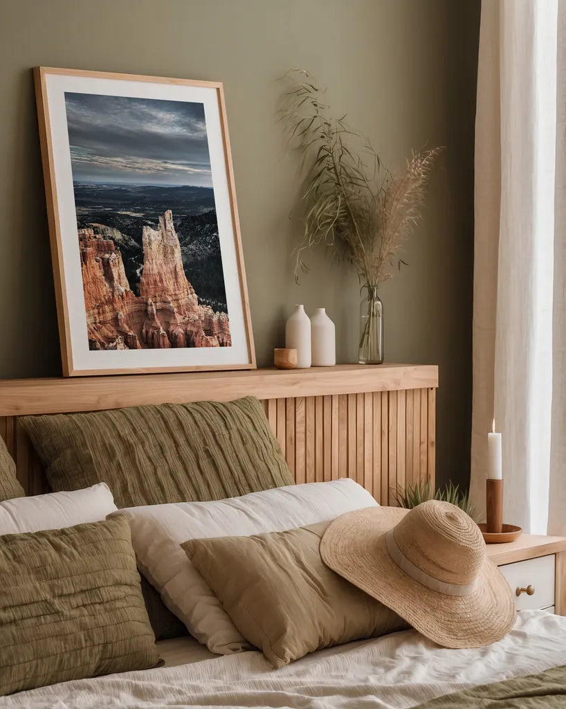 Bryce Canyon by Alan Majchrowicz. shown as a paper print in a natural frame. Available as a archival giclee rolled canvas, fine art paper, or poster print. SKU 86297h.