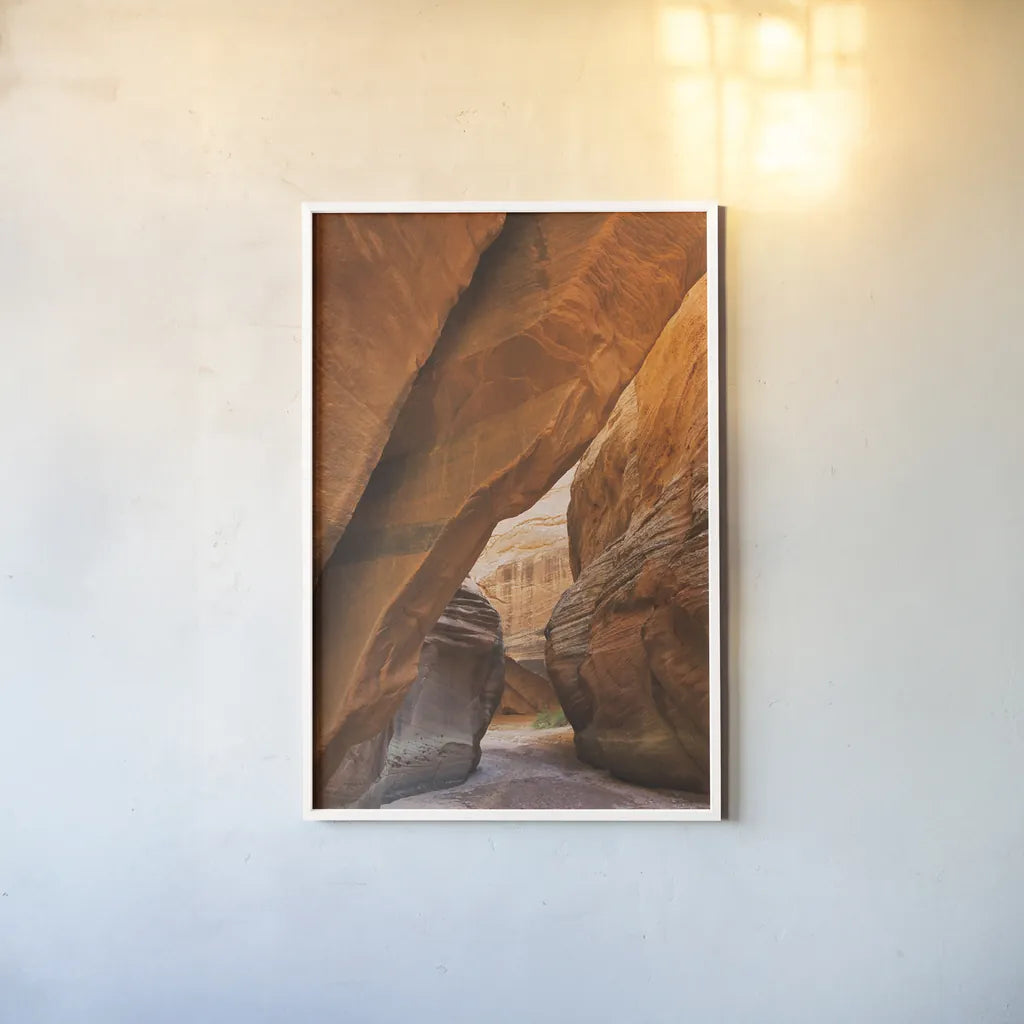 Buckskin Gulch I by Alan Majchrowicz. shown as a paper print in a white frame. Available as a archival giclee rolled canvas, fine art paper, or poster print. SKU 53472h.