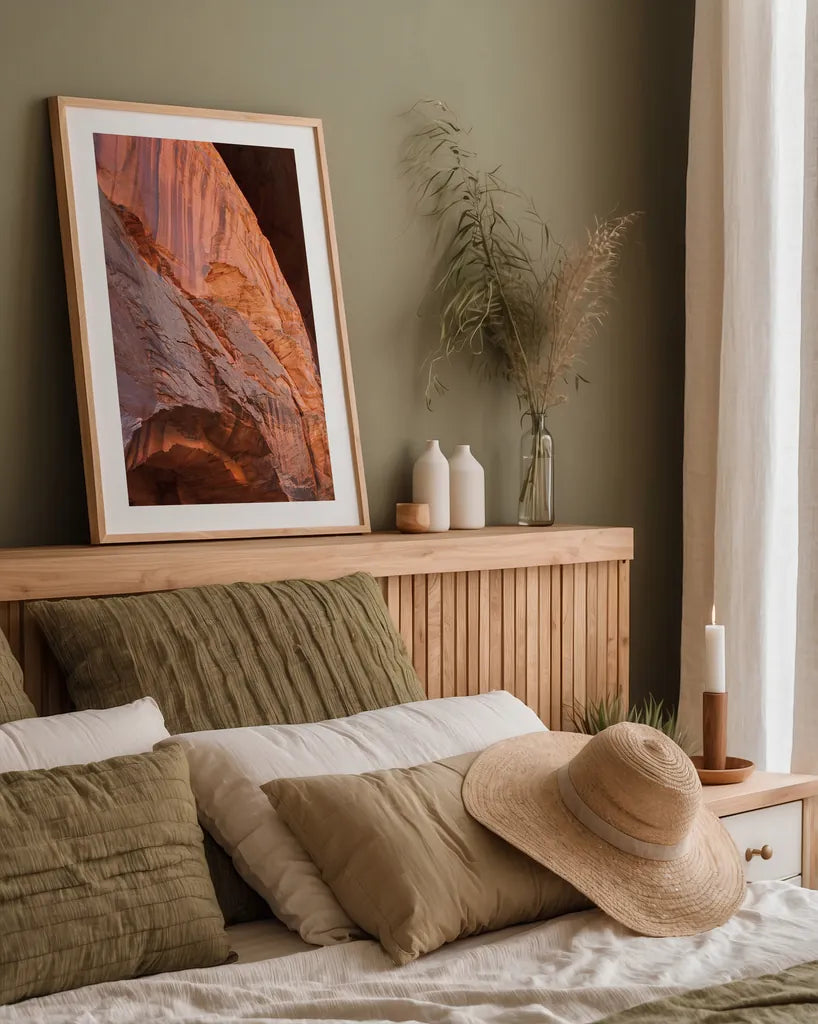 Buckskin Gulch II by Alan Majchrowicz. shown as a paper print in a natural frame. Available as a archival giclee rolled canvas, fine art paper, or poster print. SKU 53473h.