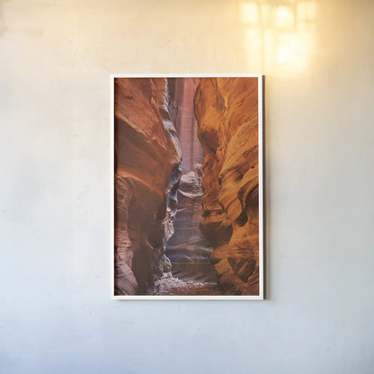 Buckskin Gulch IV by Alan Majchrowicz. shown as a paper print in a white frame. Available as a archival giclee rolled canvas, fine art paper, or poster print. SKU 53475h.