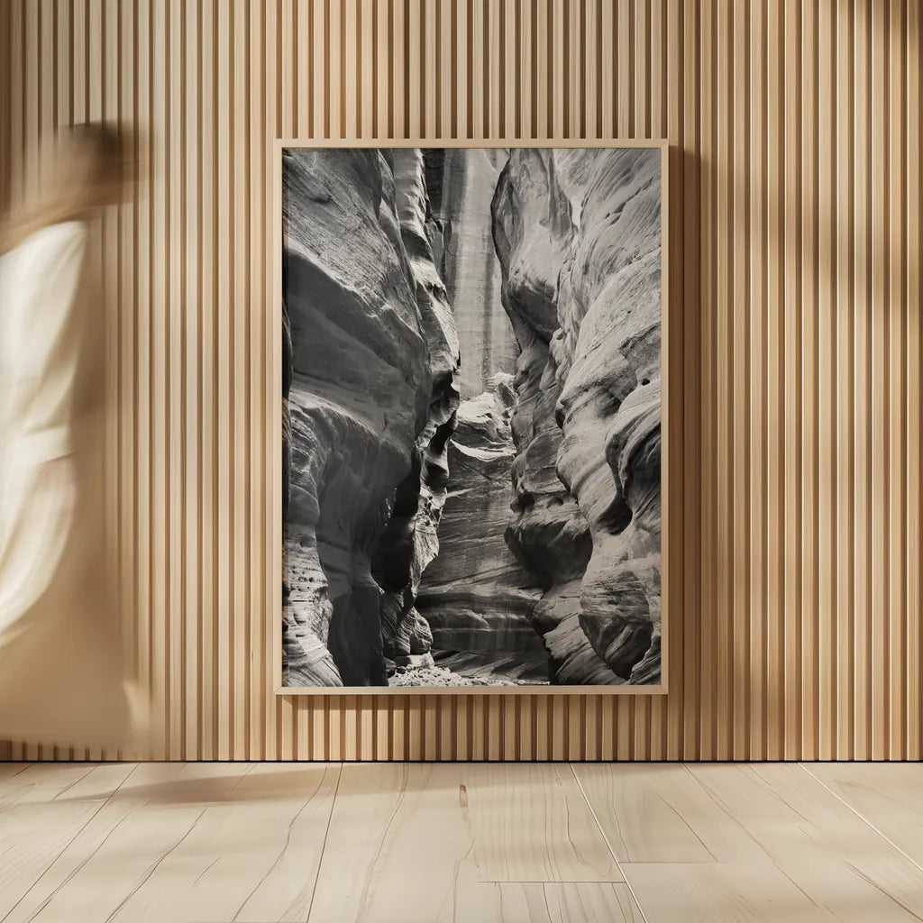 Buckskin Gulch IV BW by Alan Majchrowicz. shown as over sized large wall art. Available as an archival giclee rolled canvas, fine art paper, or poster print. SKU 53663h.