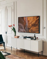 Buckskin Gulch V by Alan Majchrowicz. shown as a framed stretched canvas in a living room above a console. Available as a archival giclee rolled canvas, fine art paper, or poster print. SKU 53476i.