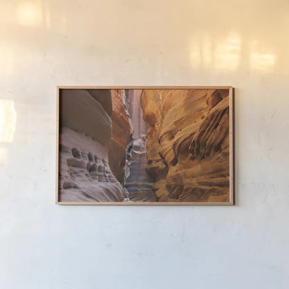 Buckskin Gulch V by Alan Majchrowicz. shown as a paper print in a natural frame. Available as a archival giclee rolled canvas, fine art paper, or poster print. SKU 53476i.