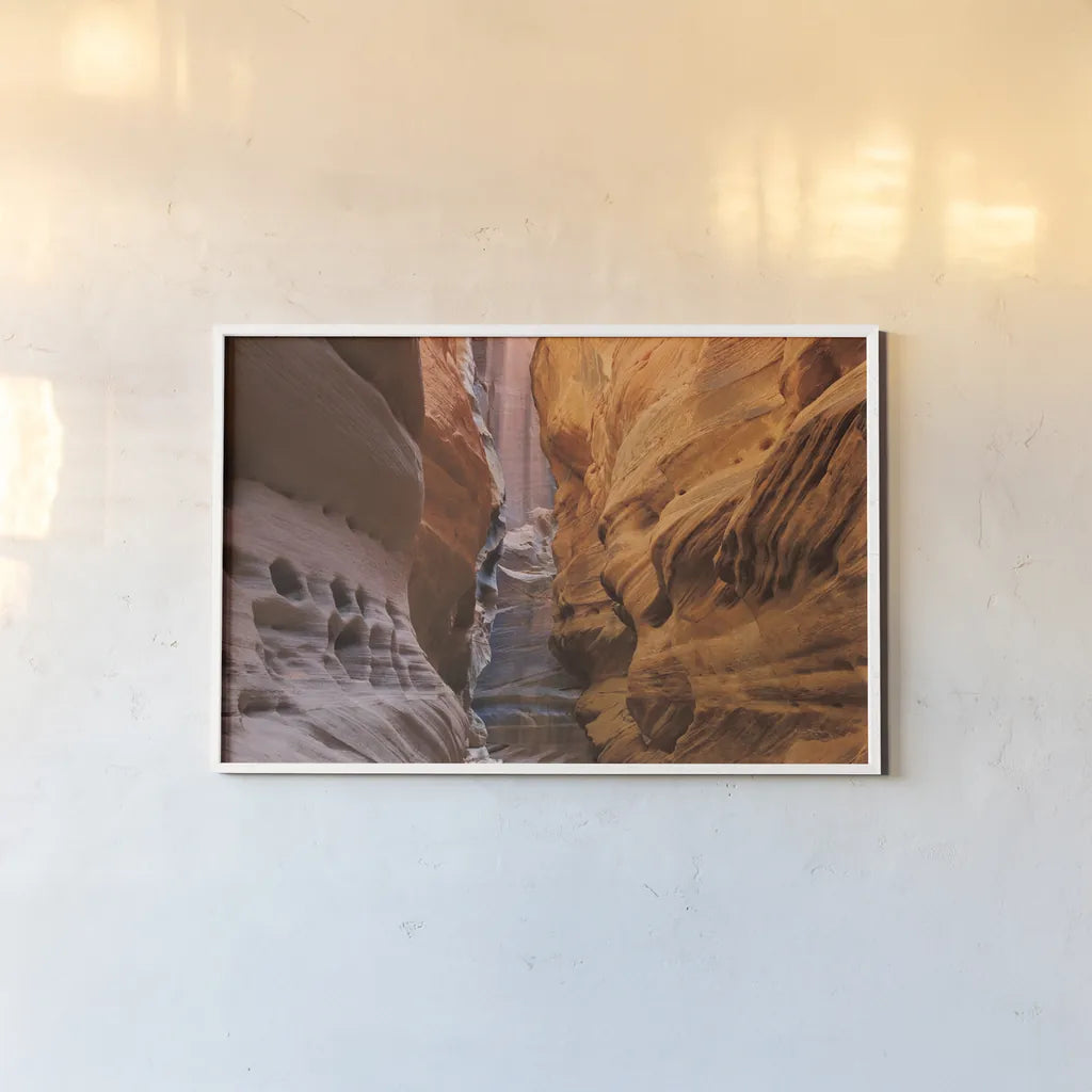 Buckskin Gulch V by Alan Majchrowicz. shown as a paper print in a white frame. Available as a archival giclee rolled canvas, fine art paper, or poster print. SKU 53476i.