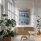 By the Sea III by Alan Majchrowicz. shown as a print in a natural wood frame in a dining room. Available as a archival giclee rolled canvas, fine art paper, or poster print. SKU 33899h.