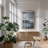 By the Sea IV by Alan Majchrowicz. shown as a print in a natural wood frame in a dining room. Available as a archival giclee rolled canvas, fine art paper, or poster print. SKU 33900h.