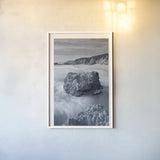 California Coast by Alan Majchrowicz. shown as a paper print in a white frame. Available as a archival giclee rolled canvas, fine art paper, or poster print. SKU 33907h.