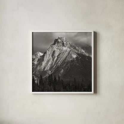 Canadian Rockies by Alan Majchrowicz. Shown in a crisp white glass frame for a clean and minimalist style. Available as an archival giclee rolled canvas, fine art paper, or poster print. SKU 89102a.