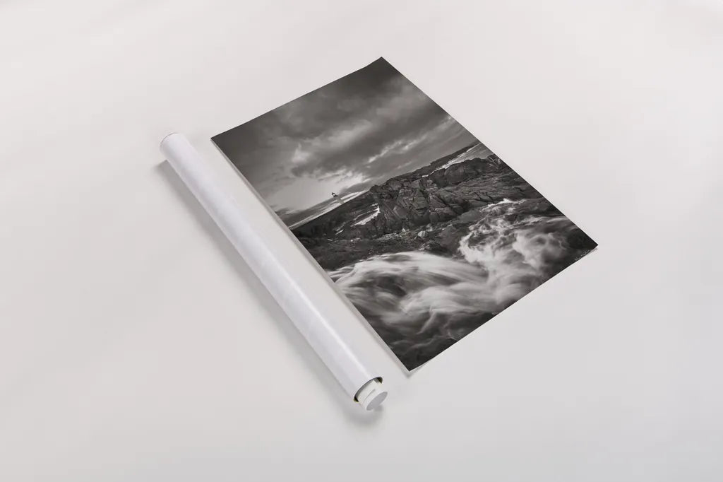 Cape Race Lighthouse by Alan Majchrowicz. shown as a rolled paper print. Available as archival giclee rolled canvas, fine art paper, or poster print. SKU 88892h.