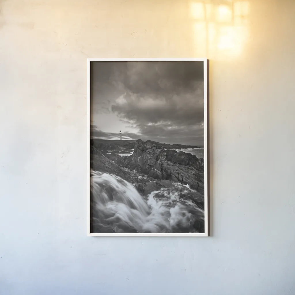 Cape Race Lighthouse by Alan Majchrowicz. shown as a paper print in a white frame. Available as a archival giclee rolled canvas, fine art paper, or poster print. SKU 88892h.
