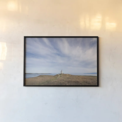 Cattle Point Lighthouse by Alan Majchrowicz. shown as a paper print in a black flame. Available as a archival giclee rolled canvas, fine art paper, or poster print. SKU 86299i.