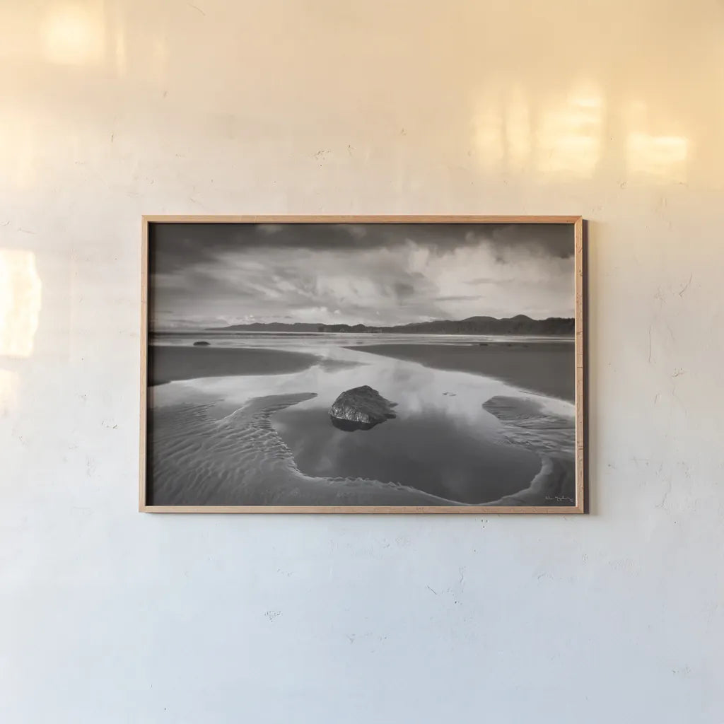 Clearing Storm on Washington Coast II by Alan Majchrowicz. shown as a paper print in a natural frame. Available as a archival giclee rolled canvas, fine art paper, or poster print. SKU 43953i.