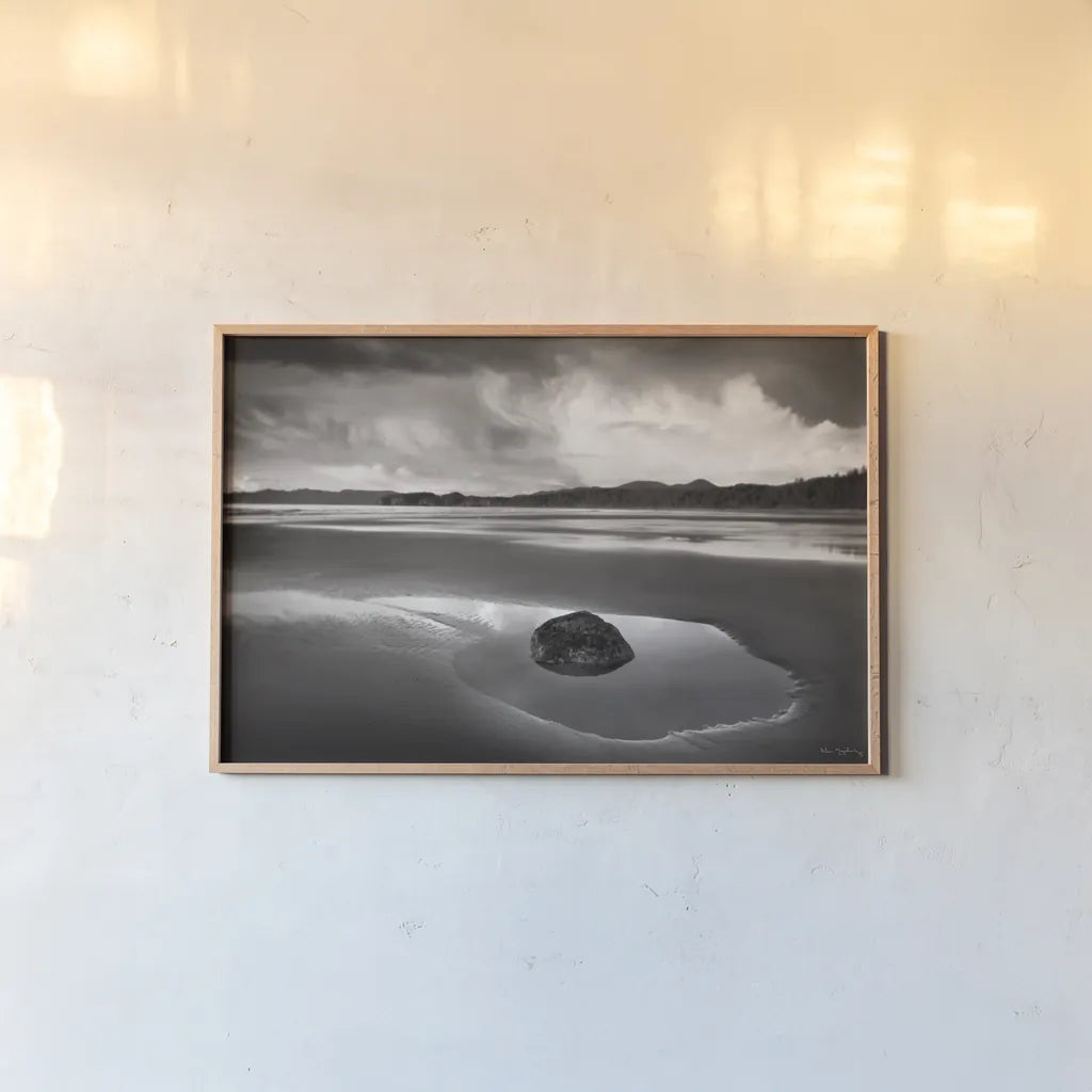 Clearing Storm on Washington Coast III by Alan Majchrowicz. shown as a paper print in a natural frame. Available as a archival giclee rolled canvas, fine art paper, or poster print. SKU 33646i.