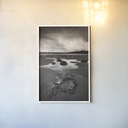 Clearing Storm on Washington Coast V by Alan Majchrowicz. shown as a paper print in a white frame. Available as a archival giclee rolled canvas, fine art paper, or poster print. SKU 43955h.