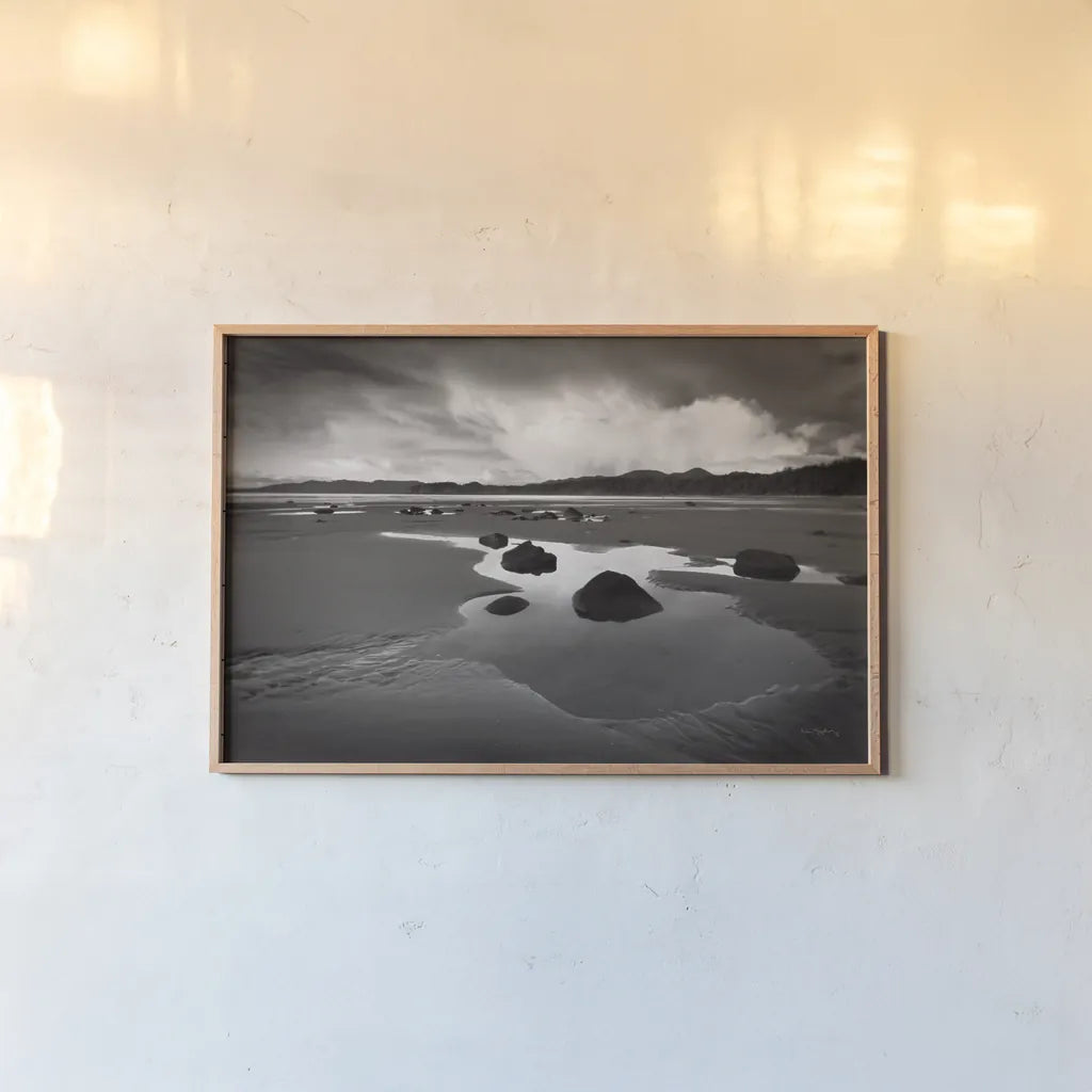 Clearing Storm on Washington Coast VI by Alan Majchrowicz. shown as a paper print in a natural frame. Available as a archival giclee rolled canvas, fine art paper, or poster print. SKU 43956i.