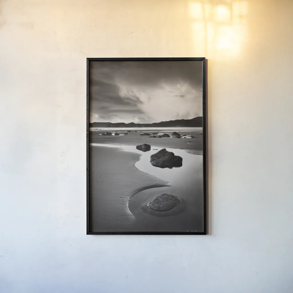 Clearing Storm on Washington Coast VII by Alan Majchrowicz. shown as a paper print in a black flame. Available as a archival giclee rolled canvas, fine art paper, or poster print. SKU 43957h.