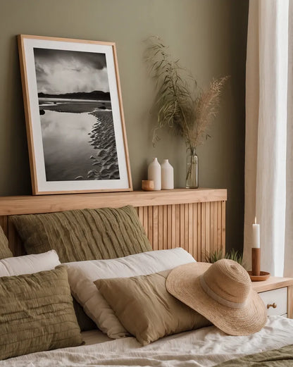 Clearing Storm on Washington Coast VIII by Alan Majchrowicz. shown as a paper print in a natural frame. Available as a archival giclee rolled canvas, fine art paper, or poster print. SKU 43958h.