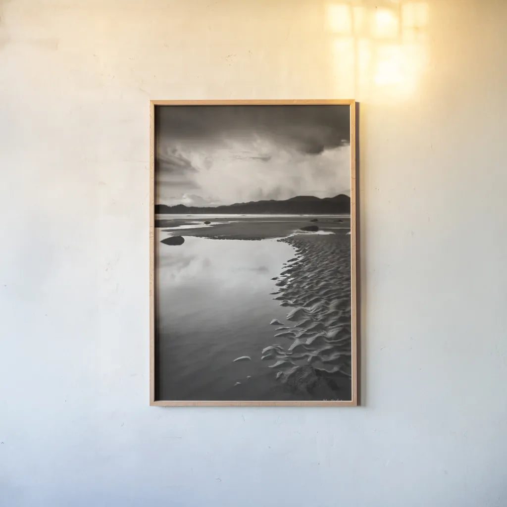 Clearing Storm on Washington Coast VIII by Alan Majchrowicz. shown as a paper print in a natural frame. Available as a archival giclee rolled canvas, fine art paper, or poster print. SKU 43958h.