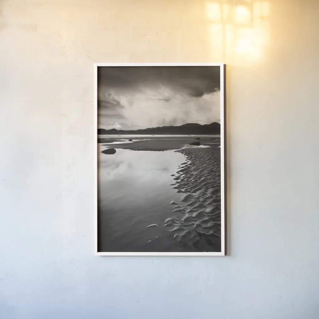 Clearing Storm on Washington Coast VIII by Alan Majchrowicz. shown as a paper print in a white frame. Available as a archival giclee rolled canvas, fine art paper, or poster print. SKU 43958h.