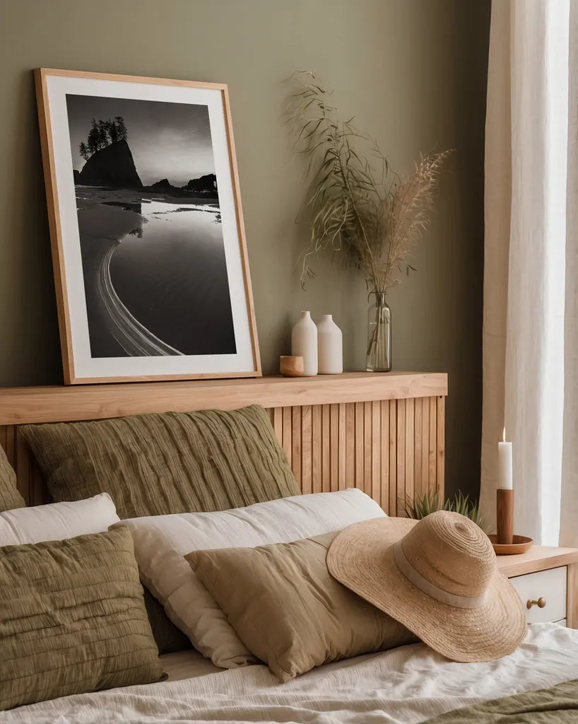 Coastal Evening by Alan Majchrowicz. shown as a paper print in a natural frame. Available as a archival giclee rolled canvas, fine art paper, or poster print. SKU 64539h.